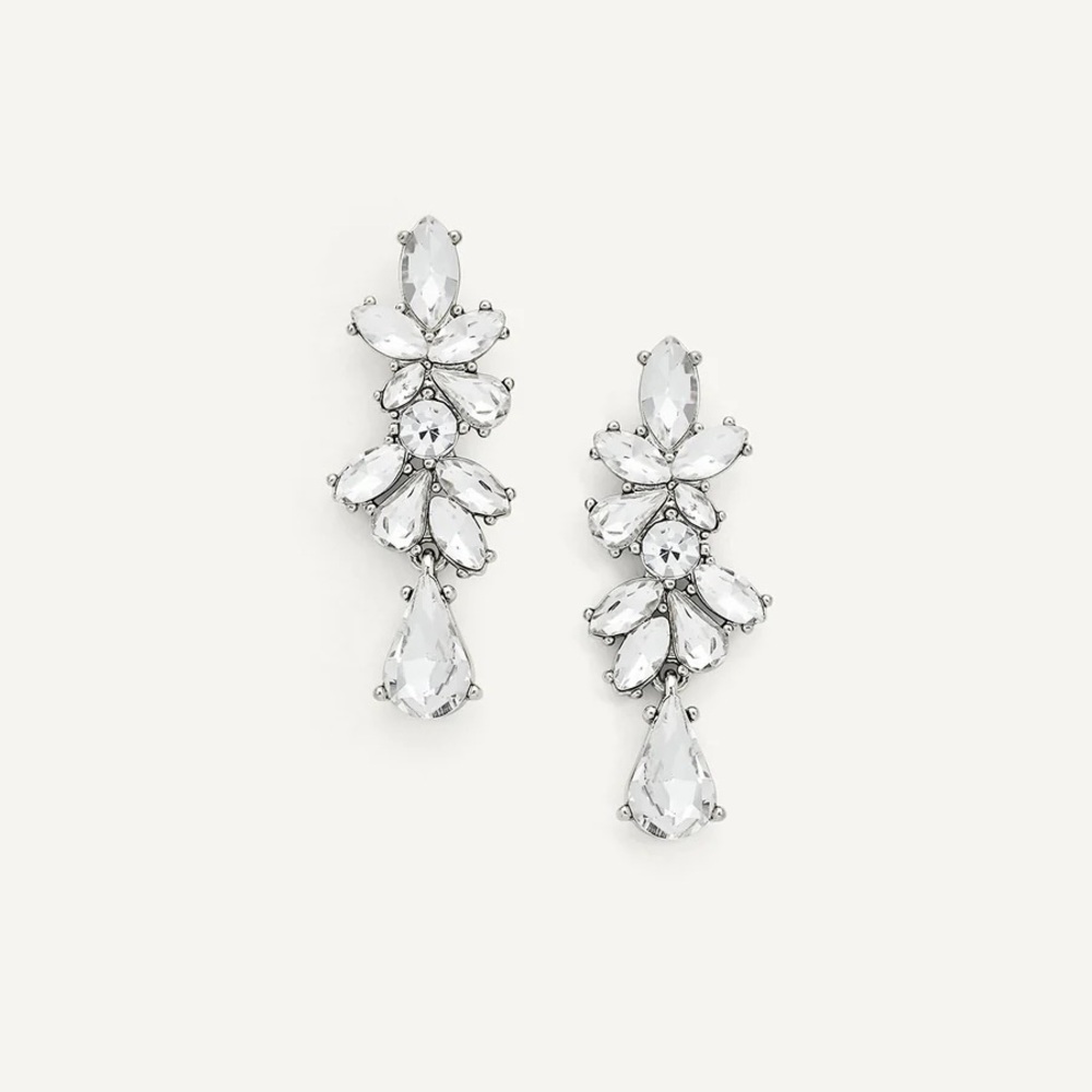 Olive + Piper elegant Silver Crystal Drop Earrings - Picture 2 of 7